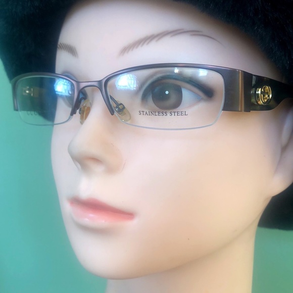 Gucci Brown Half Rim Eyeglasses 2859 Italy /COA - Picture 2 of 11